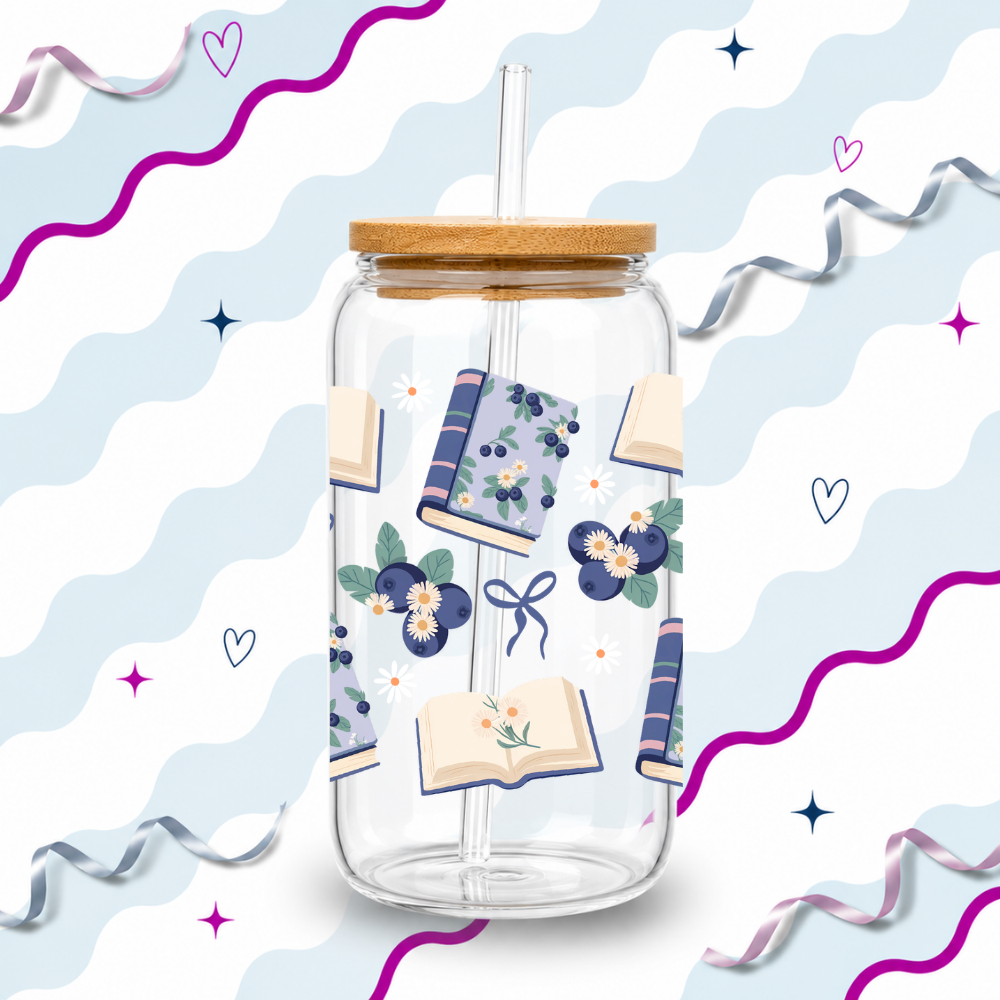 Blueberry Bloom Glass Cup