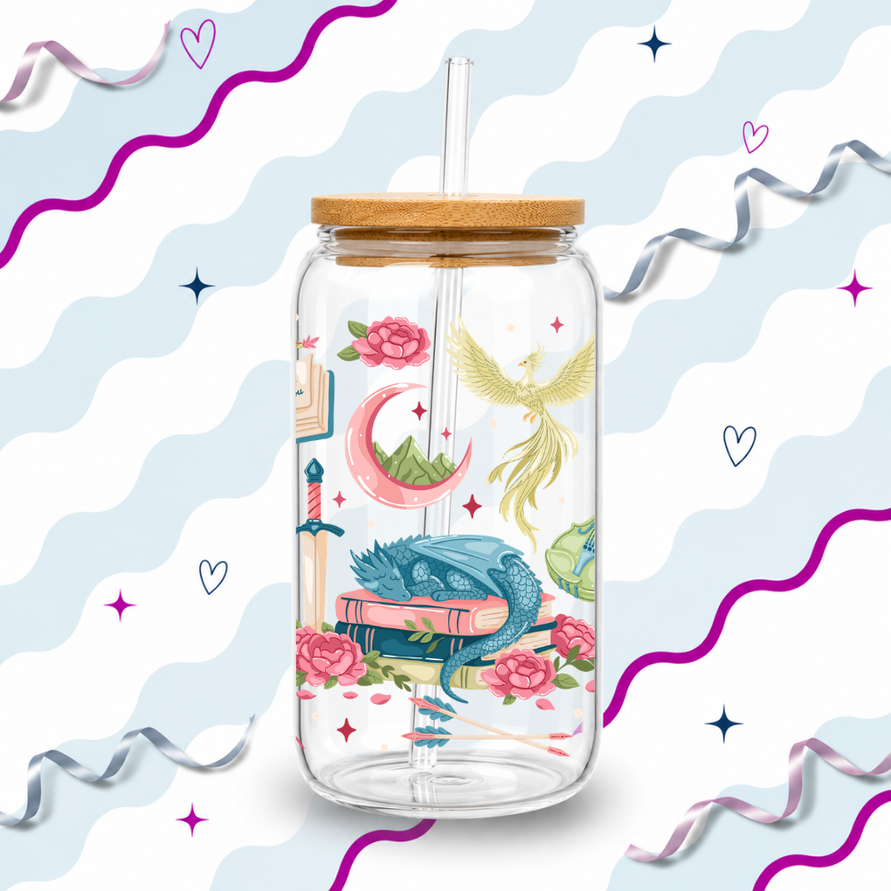Dragon and Roses Glass Cup